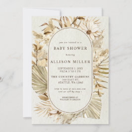 Rustisch Genderneutraal Boho Pampas Baby shower Kaart