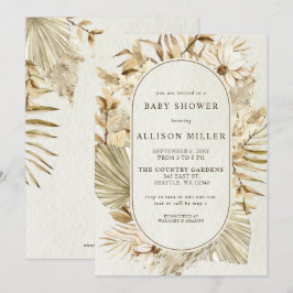 Rustisch Genderneutraal Boho Pampas Baby shower Kaart