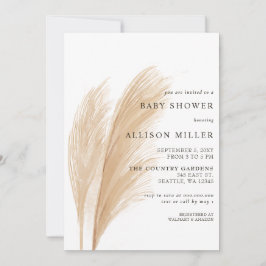 Rustisch Genderneutraal Boho Pampas Baby shower Kaart