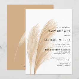 Rustisch Genderneutraal Boho Pampas Baby shower Kaart