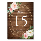 Rustisch Geometric Blush Floral Wedding Table Numb Kaart (Voorkant)