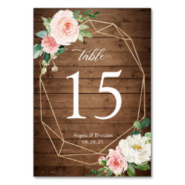 Rustisch Geometric Blush Floral Wedding Table Numb Kaart