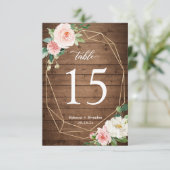 Rustisch Geometric Blush Floral Wedding Table Numb RSVP Kaartje (Staand voorkant)