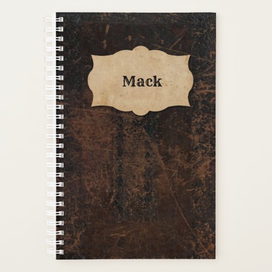 Rustisch gesneden leder (look) op maat planner (Voorkant)
