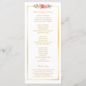 Rustisch Gold Oranje Floral Fall Wedding Programme Programmakaart (Achterkant)