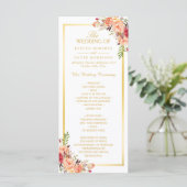 Rustisch Gold Oranje Floral Fall Wedding Programme Programmakaart (Staand voorkant)