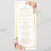 Rustisch Gold Oranje Floral Fall Wedding Programme Programmakaart (Voorkant)
