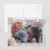 Rustisch Gold Pink kerstfeestdag Verloving Aankondigingskaart (Voorkant / Achterkant)