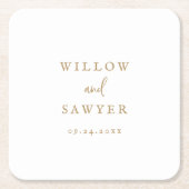 Rustisch Gold Script Wedding Square Paper-Onderzet Kartonnen Onderzetters (Voorkant)