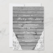 Rustisch Goud Zilver Baby shower Kaart (Voorkant)