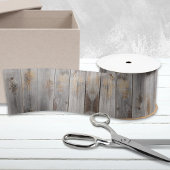 Rustisch grijs hout met vuursteentje satijnen lint