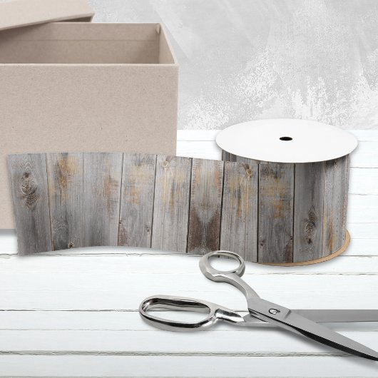 Rustisch grijs hout met vuursteentje satijnen lint