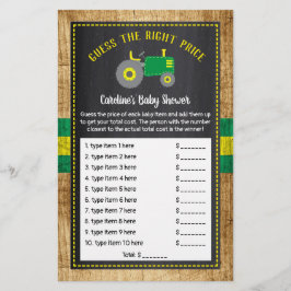 Rustisch groen Baby shower raad prijsspel