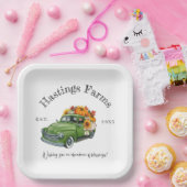 Rustisch Groen Boerderij Truck Thanksgiving Harves Papieren Bordje (Feest)