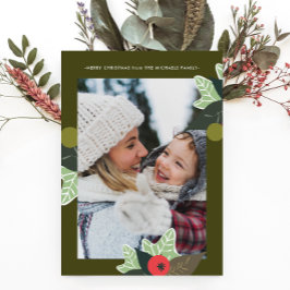 Rustisch groen botanisch Lijst met kerstmis Feestdagenkaart