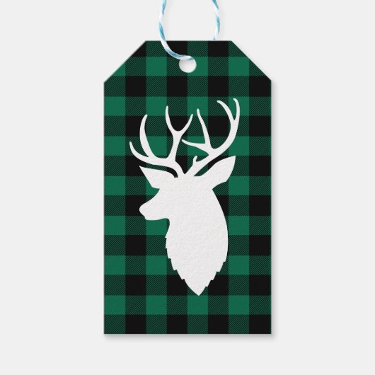 Rustisch groen buffelpatroon cadeaulabel (Voorkant)