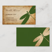 Rustisch groen-dragonfly-perkamentpapier visitekaartje (Voorkant / Achterkant)