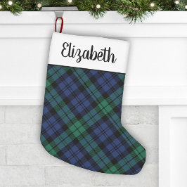Rustisch Groen en Blauw Tartan Gepersonaliseerd Kleine Kerstsok