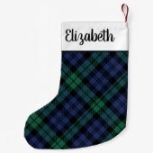 Rustisch Groen en Blauw Tartan Gepersonaliseerd Kleine Kerstsok (Achterkant)