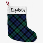 Rustisch Groen en Blauw Tartan Gepersonaliseerd Kleine Kerstsok (Voorkant)