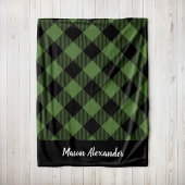 Rustisch groen en zwart buffelmonogram fleece deken