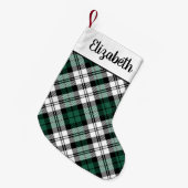 Rustisch Groen en Zwart Tartan Gepersonaliseerd Kleine Kerstsok (Voorkant (Hangend))