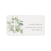 Rustisch Groen Eucalyptus Fern Foliage Cross-adres Etiket (Voorkant)