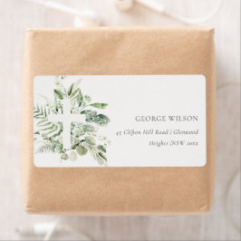 Rustisch Groen Eucalyptus Fern Foliage Cross-adres Etiket