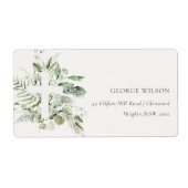 Rustisch Groen Eucalyptus Fern Foliage Cross-adres Etiket (Voorkant)