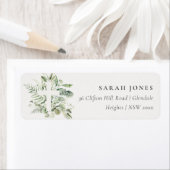 Rustisch Groen Eucalyptus Fern Foliage Cross-adres Etiket (Insitu)