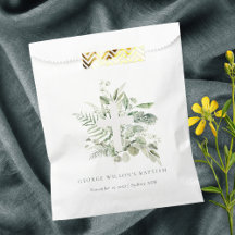 Rustisch Groen Eucalyptus Fern Foliage Cross Bapti