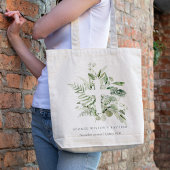 Rustisch Groen Eucalyptus Fern Foliage Cross Bapti Tote Bag