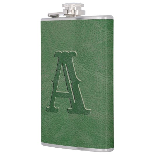 Rustisch groen Initiaal van lederen textielmonogra Heupfles (Links)