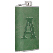 Rustisch groen Initiaal van lederen textielmonogra Heupfles (Rechts)