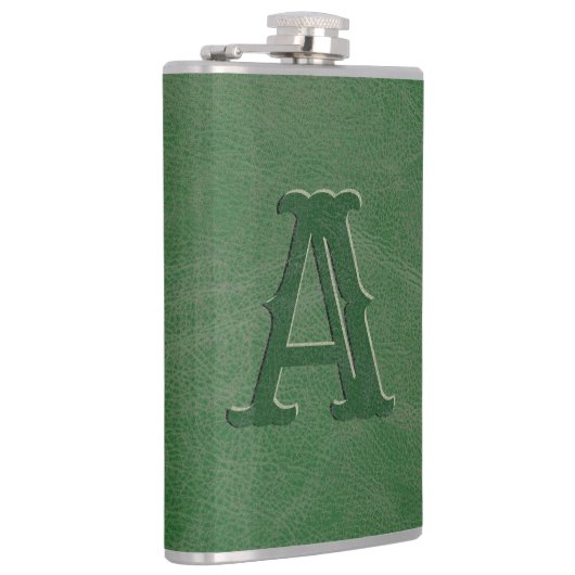 Rustisch groen Initiaal van lederen textielmonogra Heupfles (Rechts)