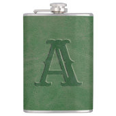 Rustisch groen Initiaal van lederen textielmonogra Heupfles (Voorkant)