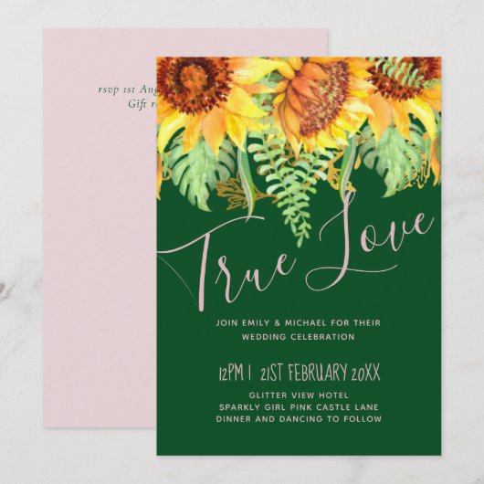 Rustisch groen met budget voor zonnebloemen (Voorkant / Achterkant)