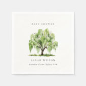 Rustisch groen Waterverf Willow Tree Baby shower Servet (Voorkant)