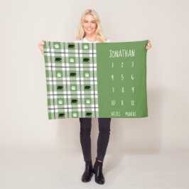 Rustisch groen zwart-wit Beer flatel patroon Fleece Deken