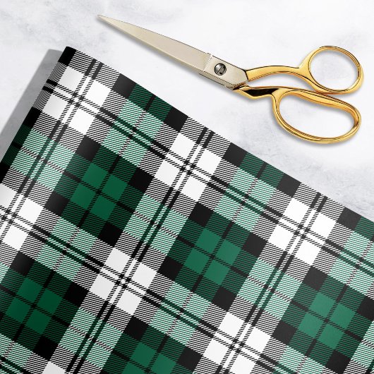 Rustisch Groen Zwart-wit Tartan Pset Holiday Cadeaupapier