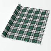 Rustisch Groen Zwart-wit Tartan Pset Holiday Cadeaupapier (Uitgerold)