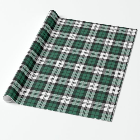 Rustisch Groen Zwart-wit Tartan Pset Holiday Cadeaupapier (Uitgerold)