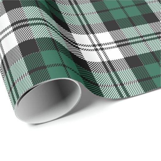 Rustisch Groen Zwart-wit Tartan Pset Holiday Cadeaupapier (Rol Hoek)