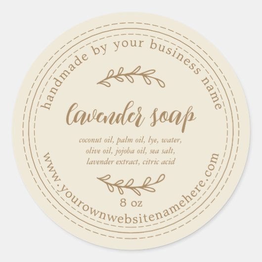 Rustisch handgemaakt lavendel Antiek-wit Ronde Sticker (Voorkant)