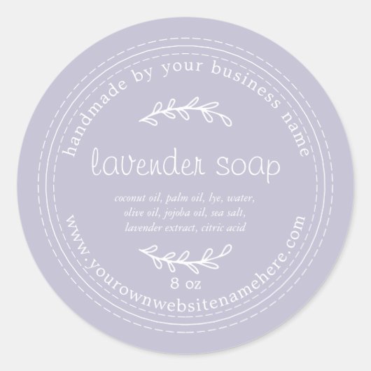 Rustisch handgemaakt lavendel Paars Ronde Sticker (Voorkant)