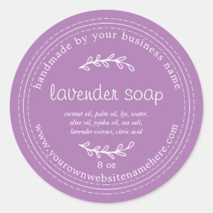 Rustisch handgemaakt lavendel Paars Ronde Sticker