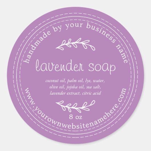 Rustisch handgemaakt lavendel Paars Ronde Sticker (Voorkant)