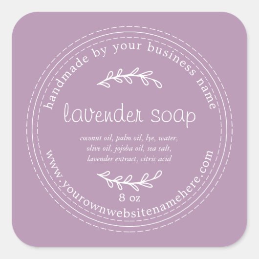 Rustisch handgemaakt lavendel Paars Vierkante Sticker (Voorkant)