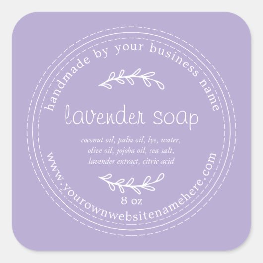 Rustisch handgemaakt lavendel Paars Vierkante Sticker (Voorkant)