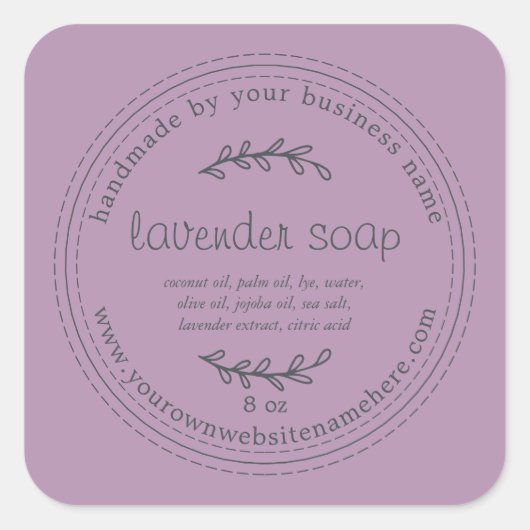 Rustisch handgemaakt lavendel Paars Vierkante Sticker (Voorkant)